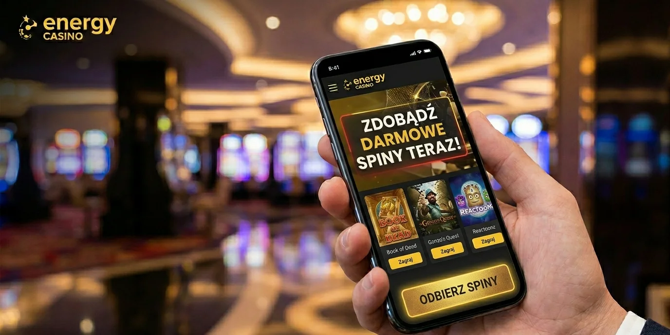 Energy Casino darmowe spiny w aplikacji mobilnej z monetami i symbolami slot machine